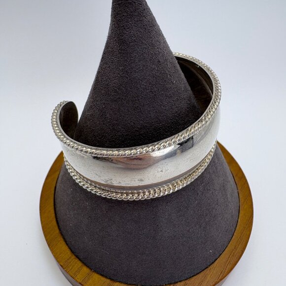 VTG Solid Sterling Silver 925 Chunky Tapered Open Cuff Bracelet Size 7.5" Fit - Picture 5 of 10